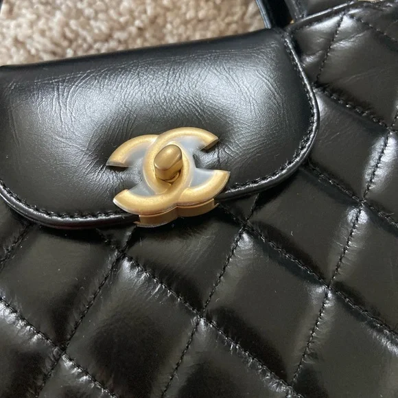 Chanel small Kelly bag. Black calf leather - Picture 6 of 17